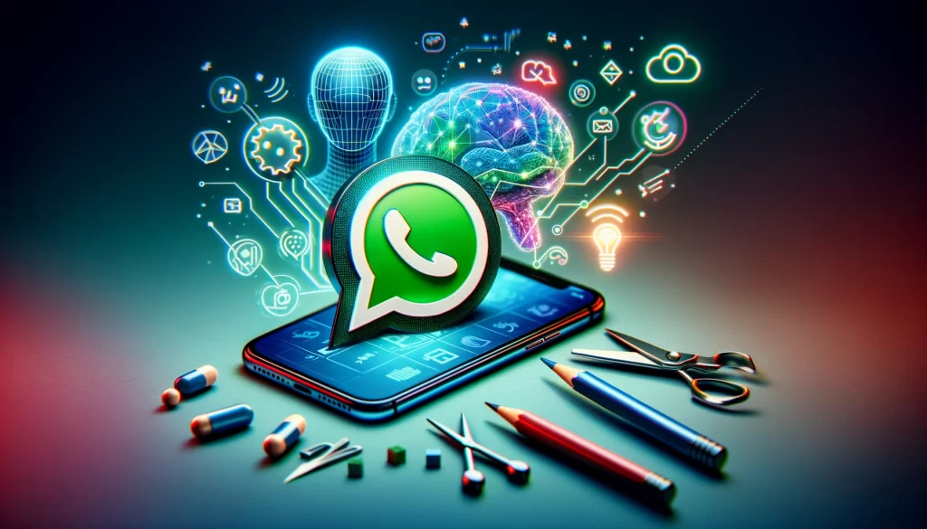 Icono de WhatsApp y herramientas de IA para edición de fotos