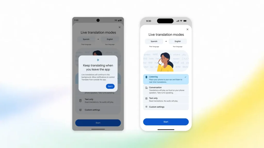 Google Translate suma traducción en segundo plano y por el auricular en vivo
